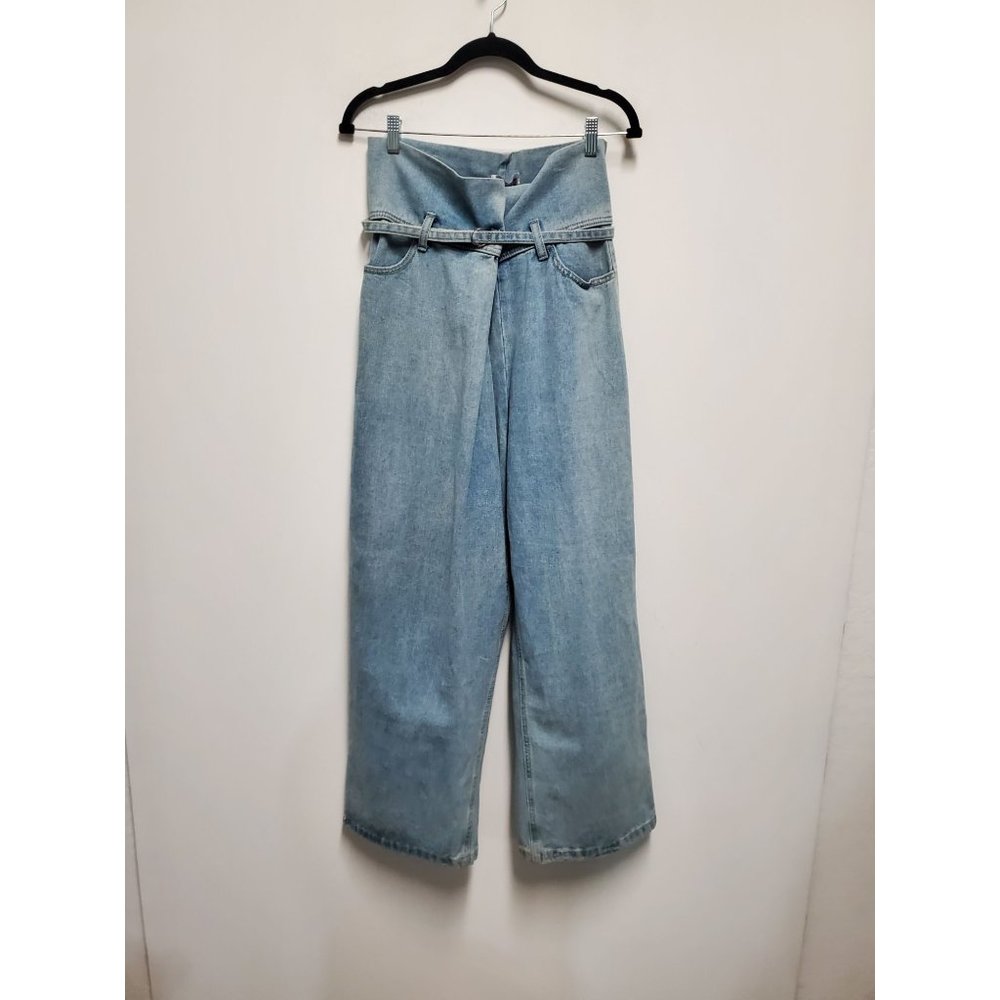 Beau Monde Jeans High-Rise Wide Leg Jeans Synched Waist Button 28"